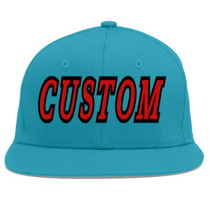 Casquette de baseball sport personnalisée Aqua rouge-noir Flat Eaves