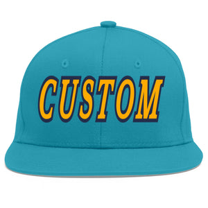 Casquette de baseball sport personnalisée Aqua jaune-marine Flat Eaves