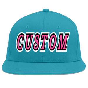 Casquette de baseball personnalisée Aqua Pink-Black Flat Eaves Sport