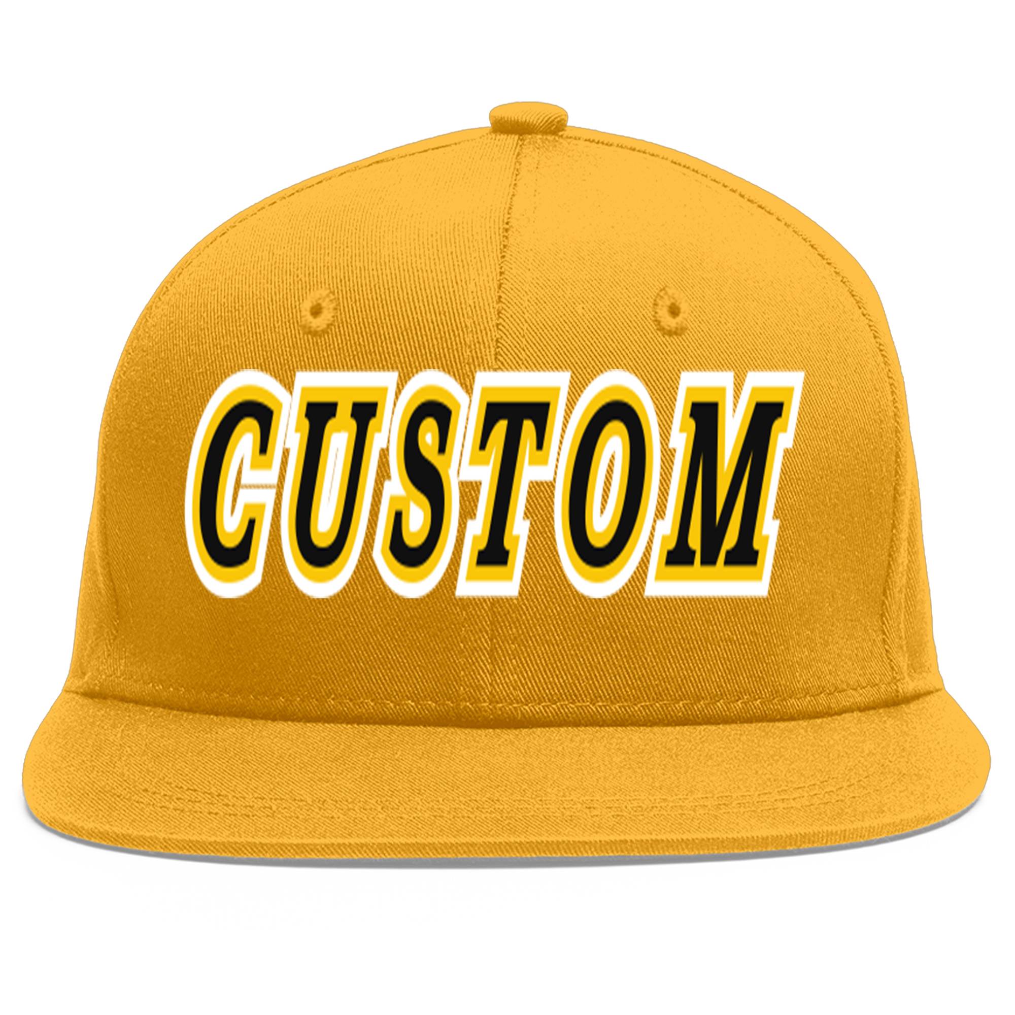 Custom Gold Black-Gold Flat Eaves Sport Baseball Cap