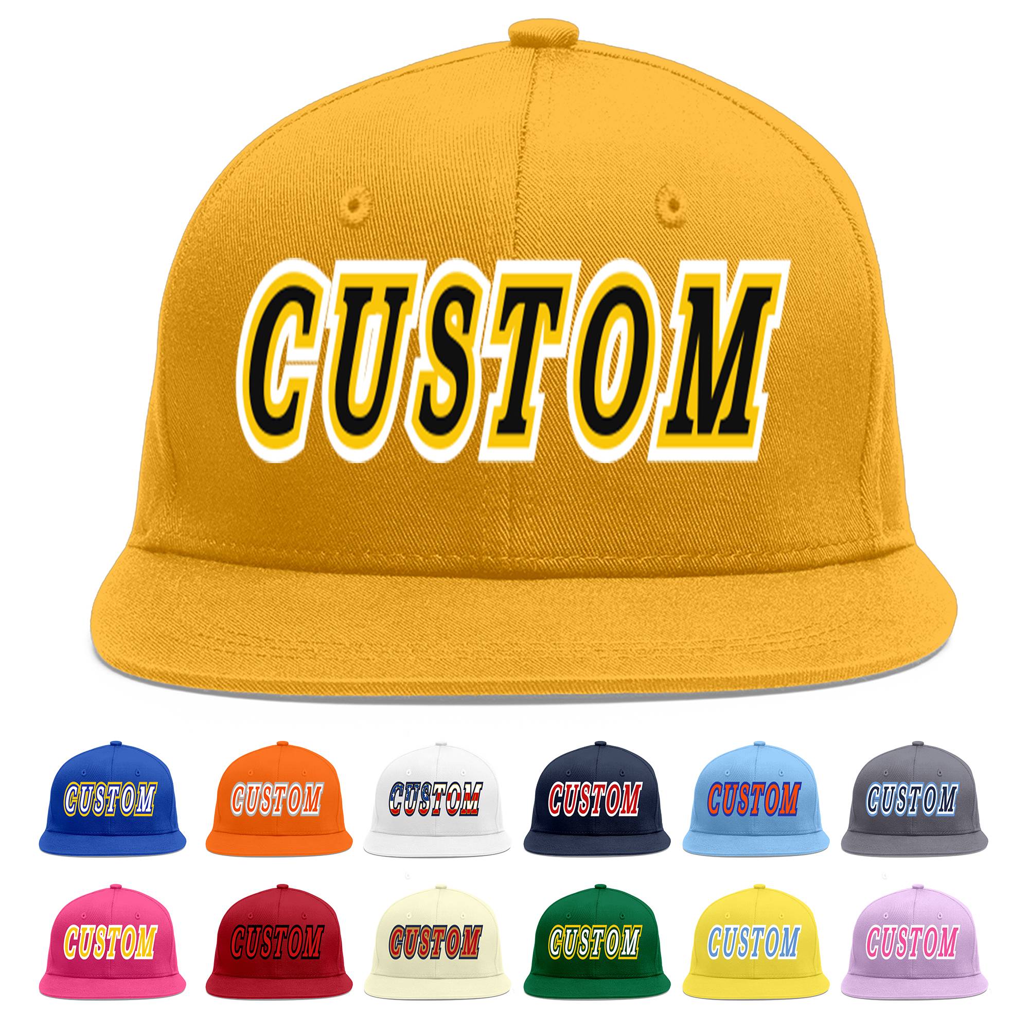 Custom Gold Black-Gold Flat Eaves Sport Baseball Cap