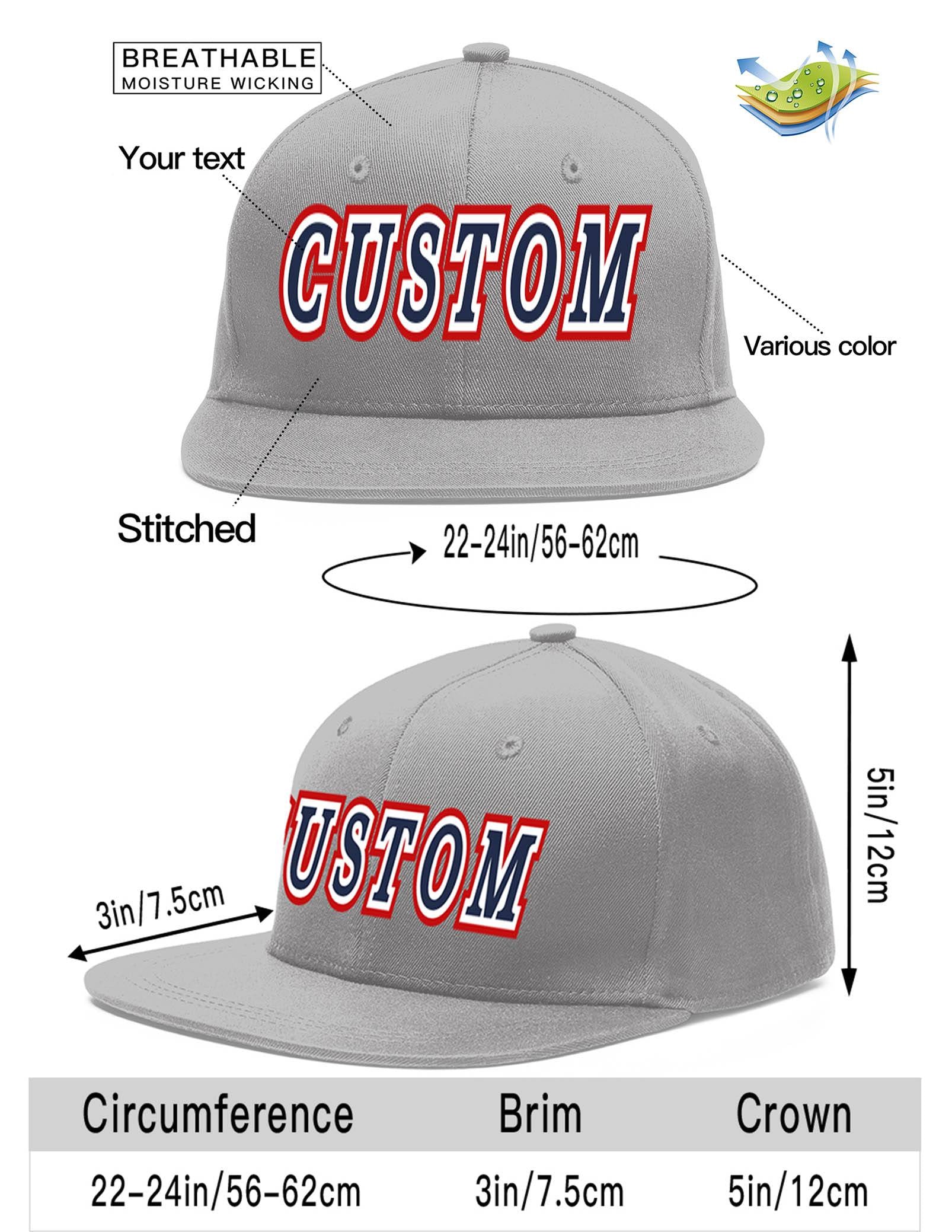 Custom Gray Navy-White Flat Eaves Sport Baseball Cap