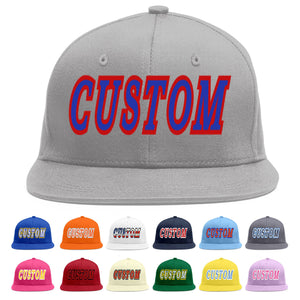 Casquette de baseball sport personnalisée gris royal-rouge Flat Eaves