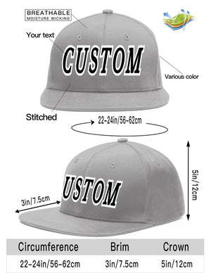 Custom Gray Black-White Flat Eaves Sport Baseball Cap