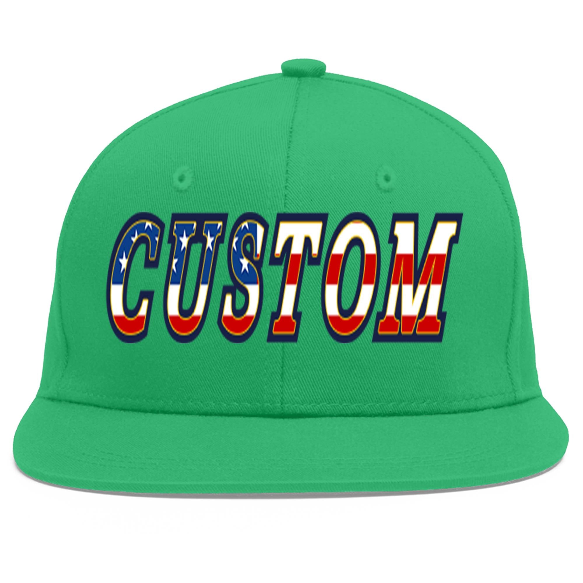 Custom Teal Vintage USA Flag-Gold Flat Eaves Sport Baseball Cap