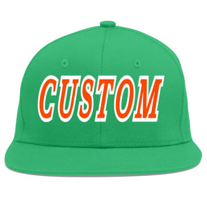 Custom Teal Orange-White Flat Eaves Sport Baseball Cap