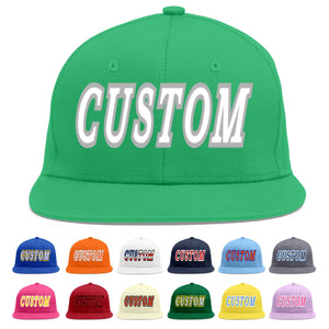 Custom Teal White-Gray Flat Eaves Sport Baseball Cap