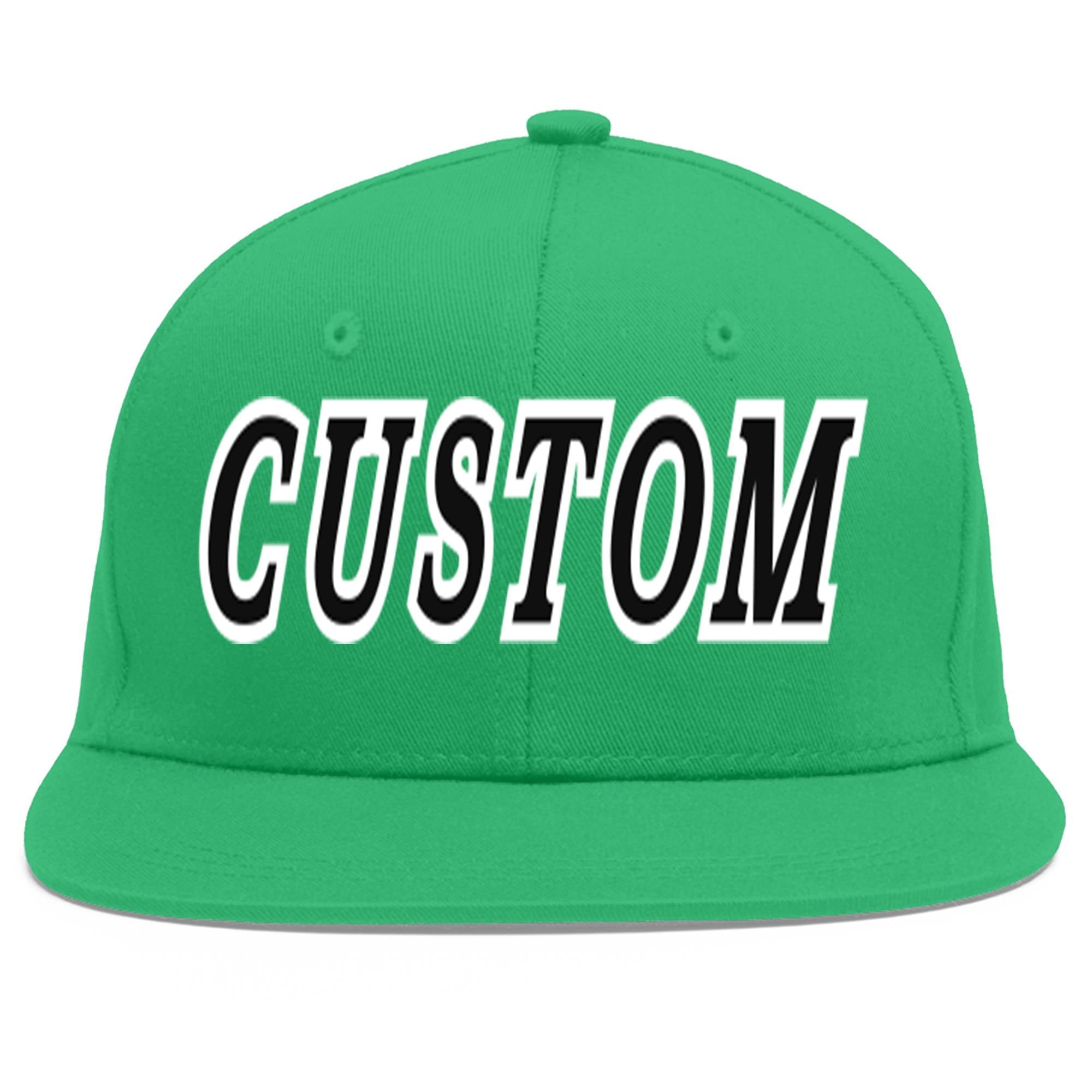 Custom Teal Black-White Flat Eaves Sport Baseball Cap