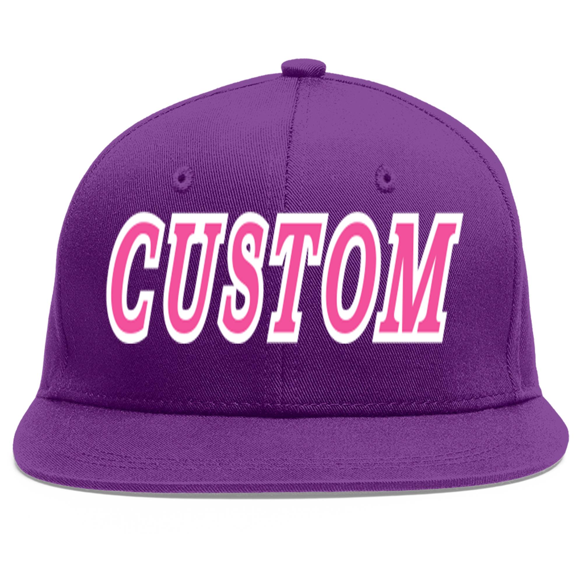 Casquette de baseball sport personnalisée violet rose-blanc avec avant-toit plat