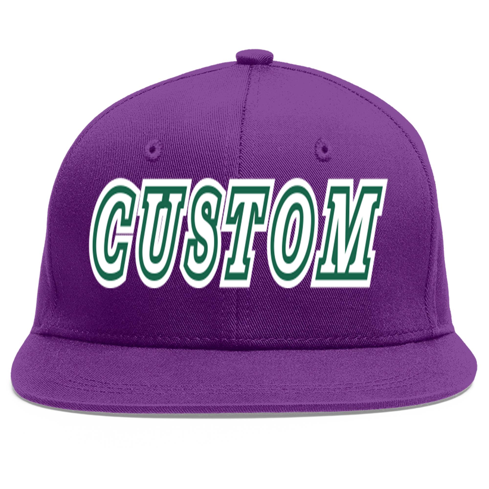 Casquette de baseball personnalisée violet blanc-vert Kelly Flat Eaves