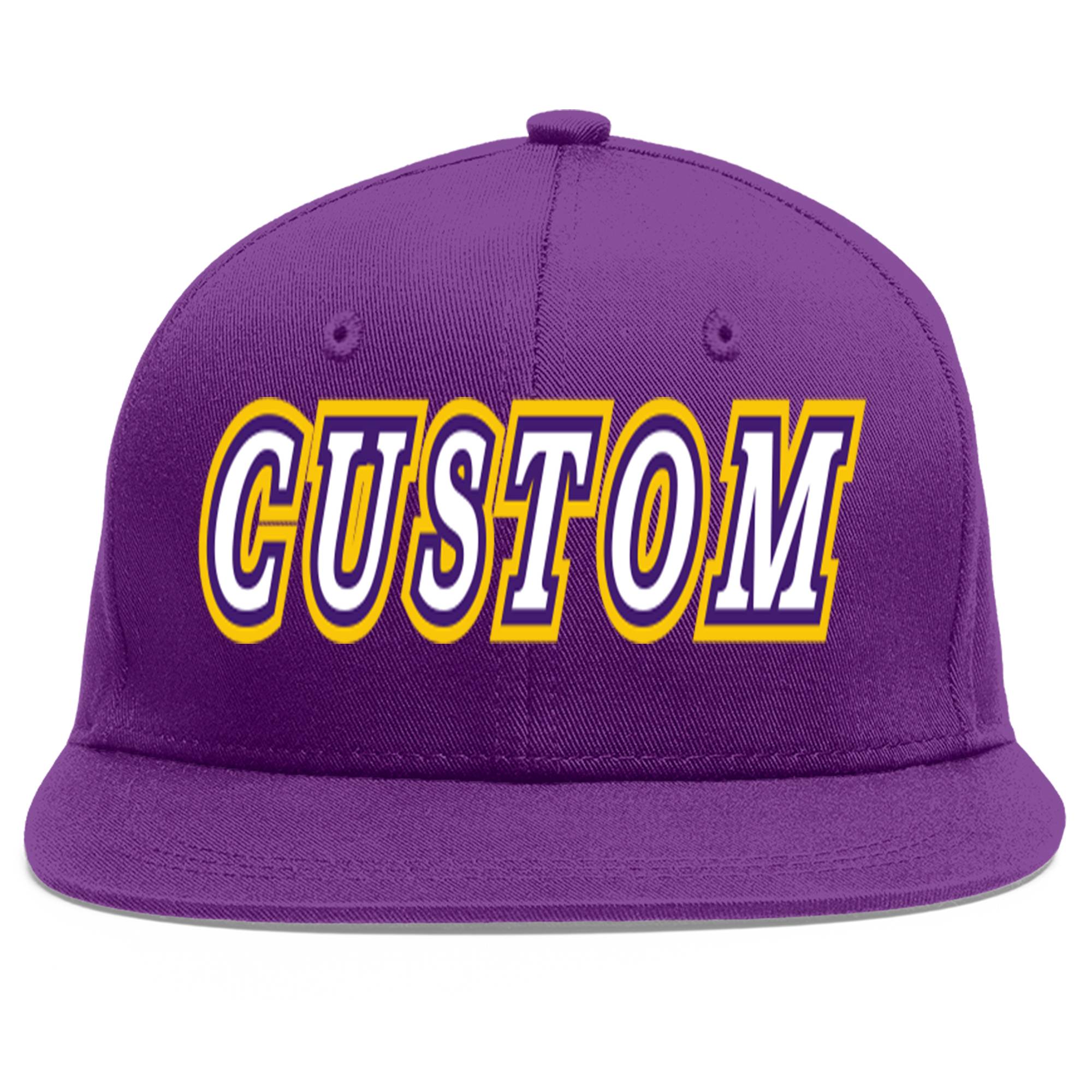 Casquette de baseball sport personnalisée violet blanc-violet plat Eaves