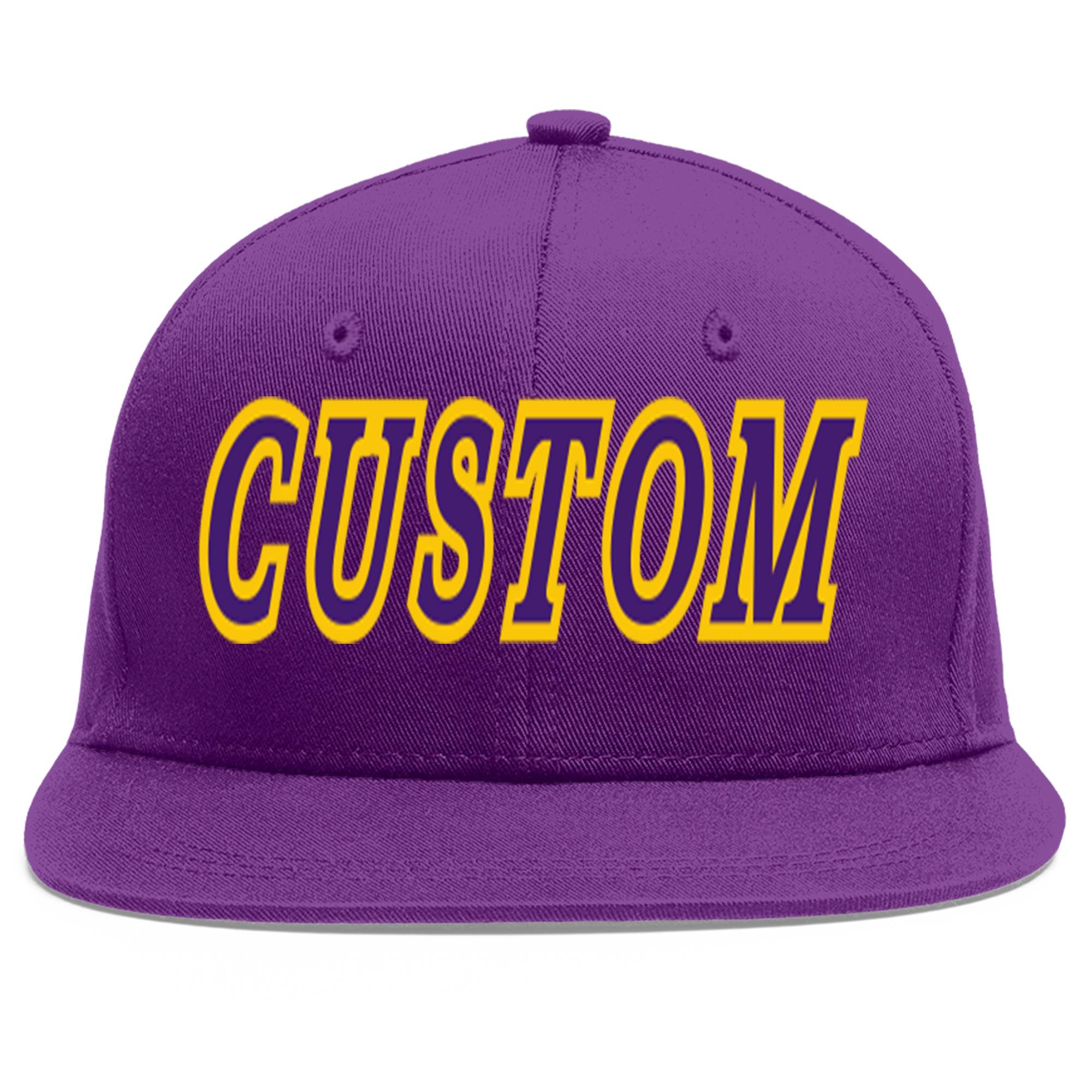 Casquette de baseball personnalisée violet violet-or Flat Eaves Sport