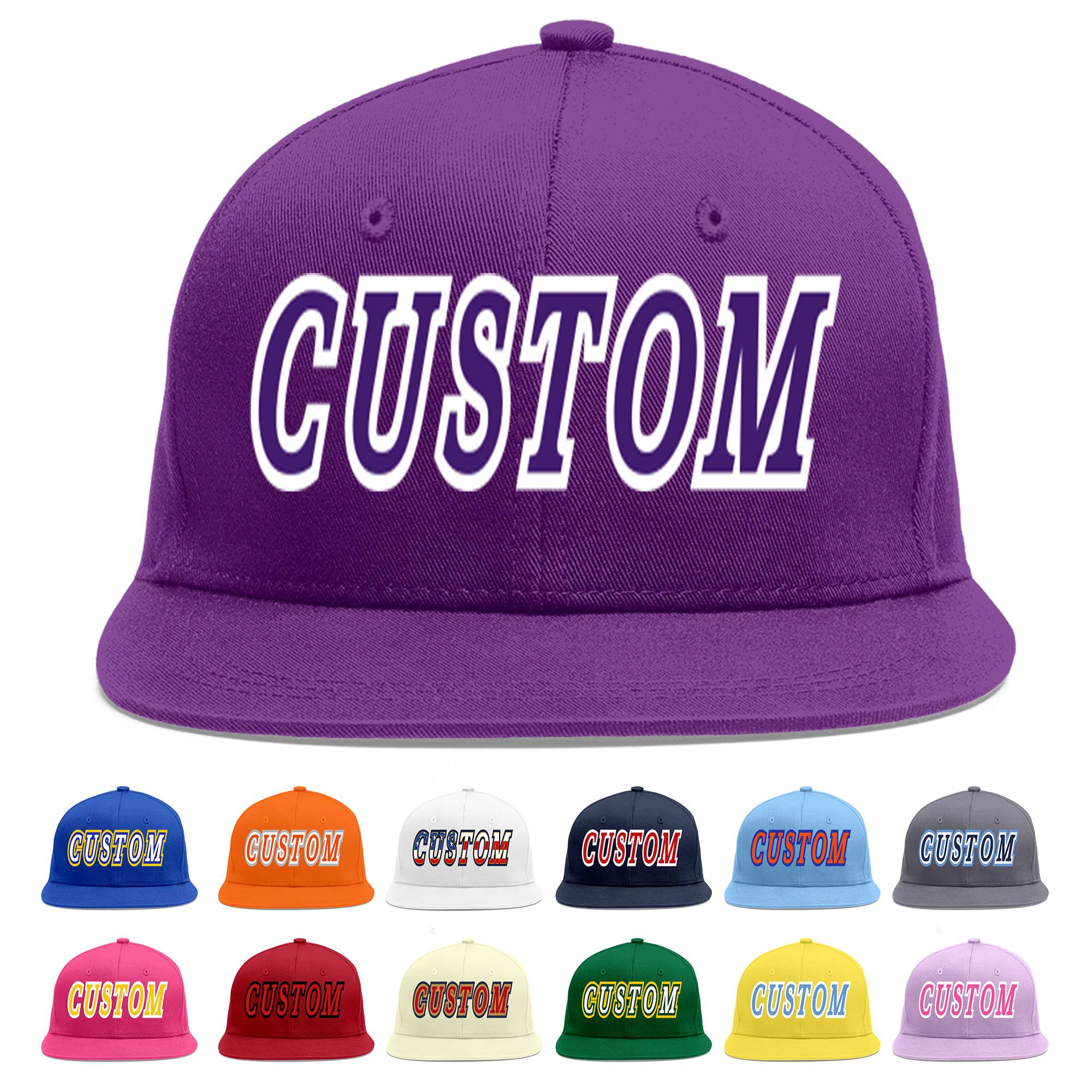 Casquette de baseball sport personnalisée violet violet-blanc Flat Eaves