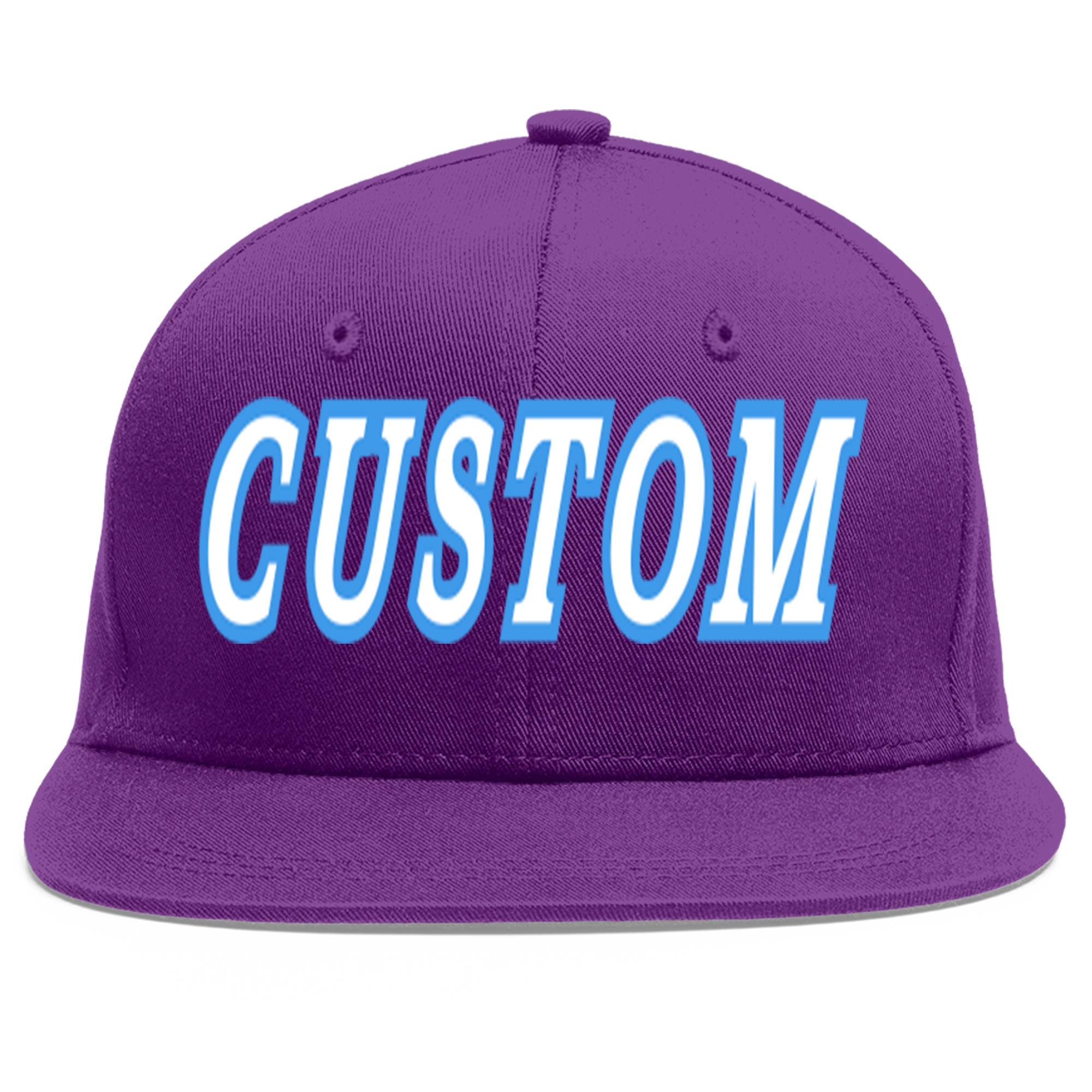 Casquette de baseball sport personnalisée violet blanc-bleu poudre