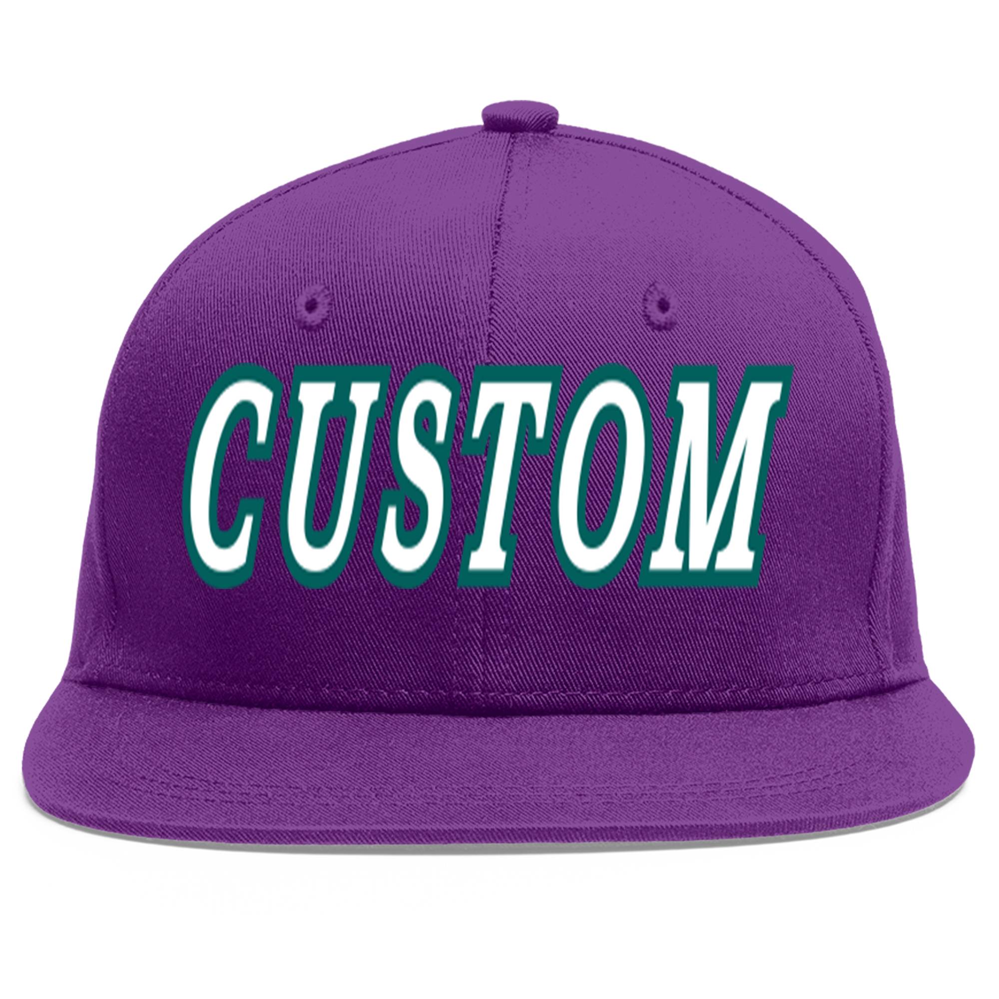 Casquette de baseball personnalisée violet blanc-aqua plat Eaves Sport