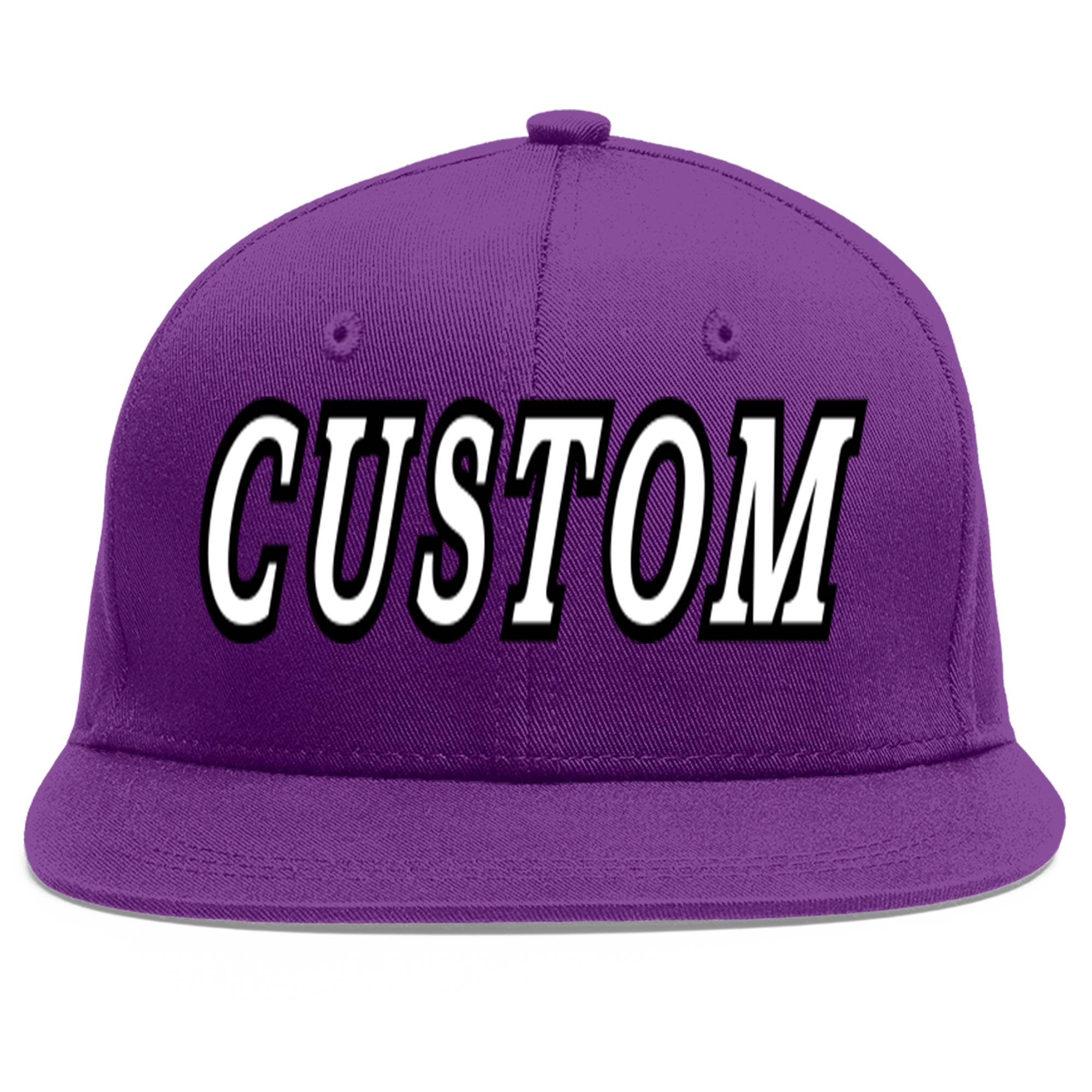 Casquette de baseball sport personnalisée violet blanc-noir Flat Eaves