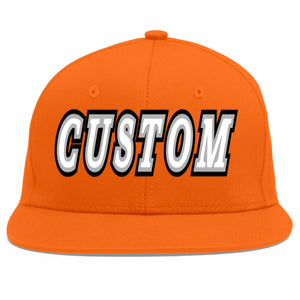 Custom Orange White-Gray Flat Eaves Sport Baseball Cap