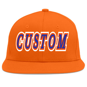 Custom Orange Royal-Orange Flat Eaves Sport Baseball Cap