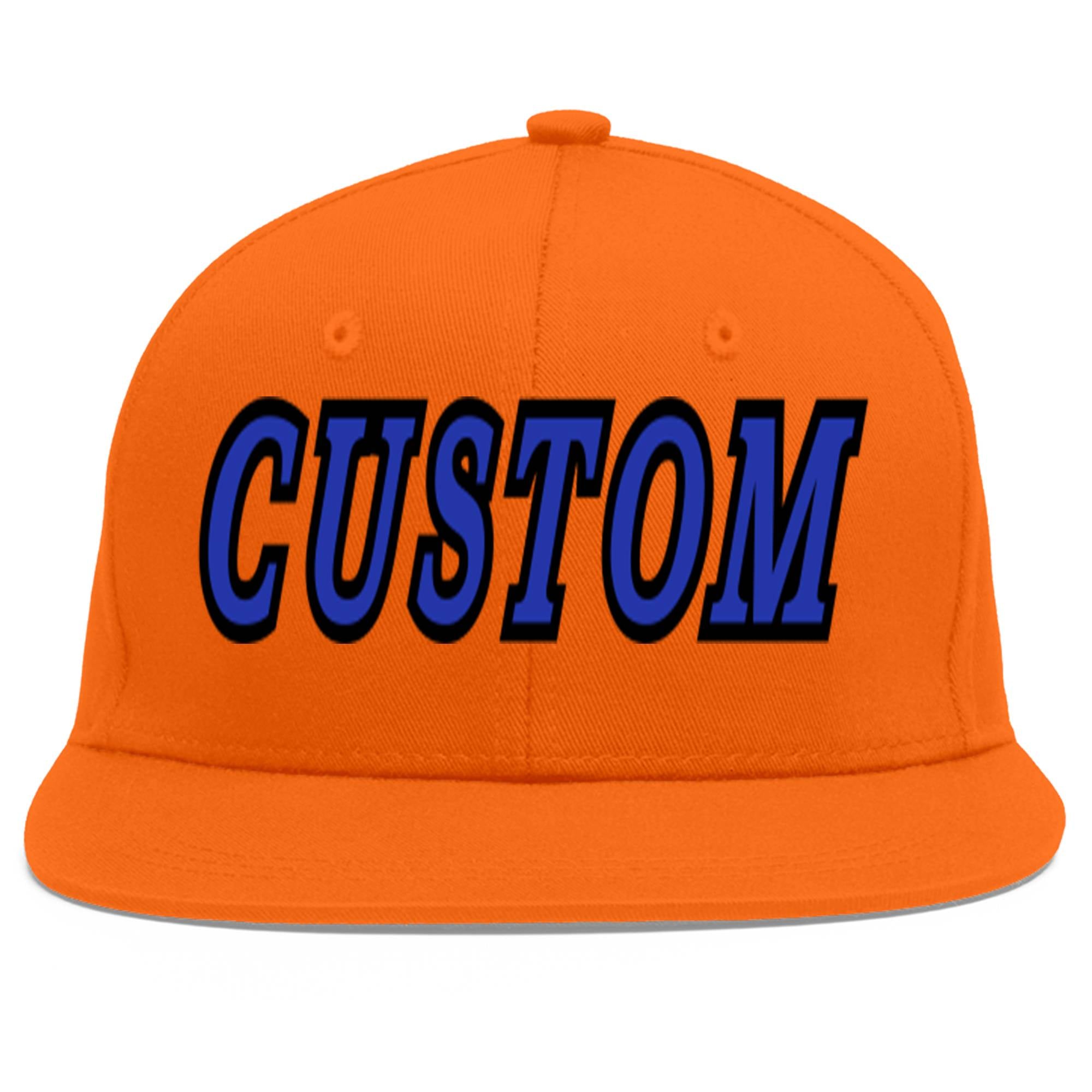 Casquette de baseball sport personnalisée Orange Royal-Black Flat Eaves