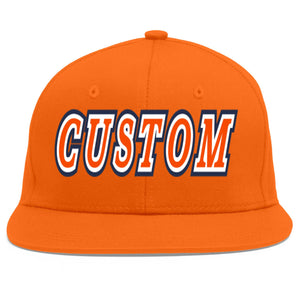 Custom Orange Orange-White Flat Eaves Sport Baseball Cap