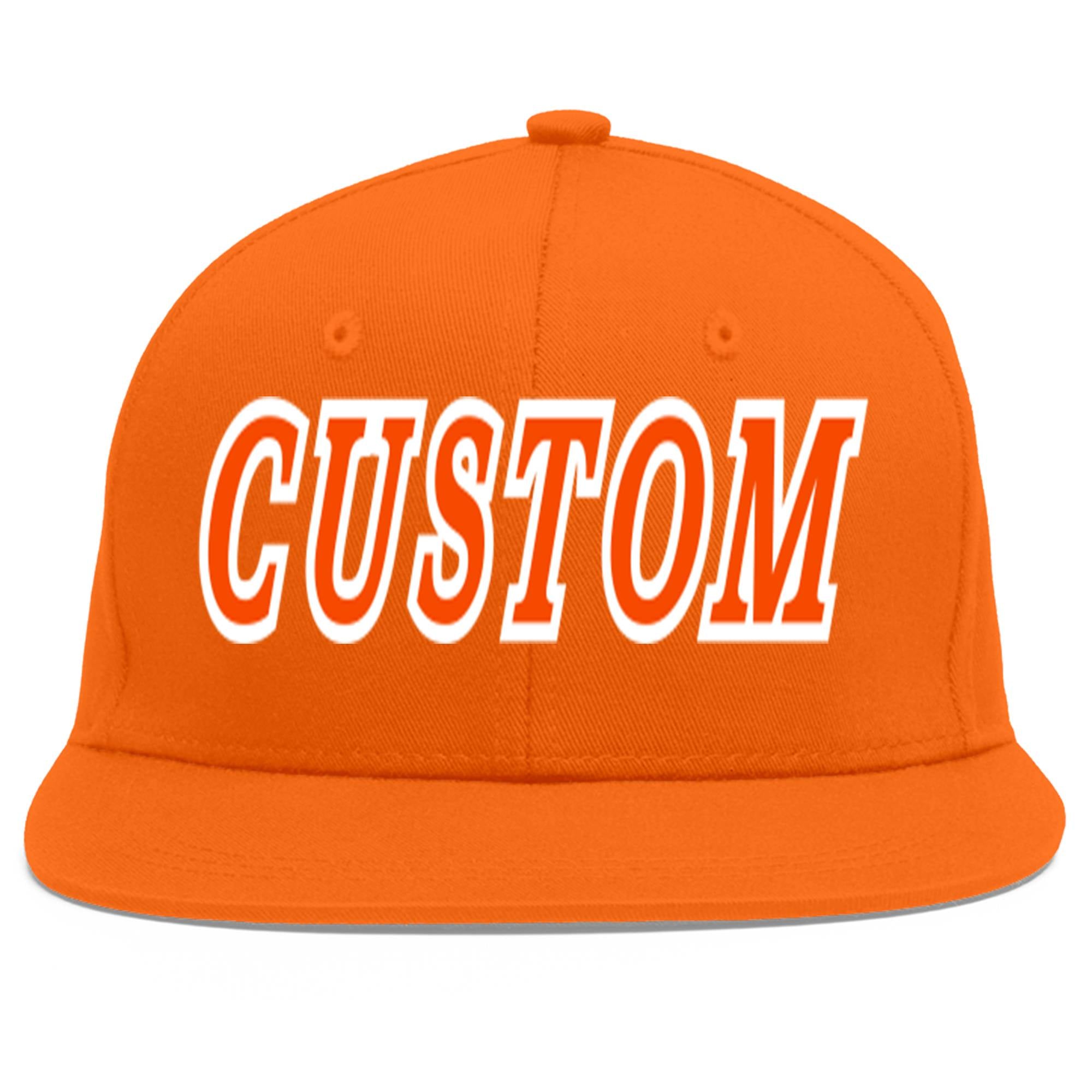 Casquette de baseball sport personnalisée Orange Orange-Blanc Flat Eaves