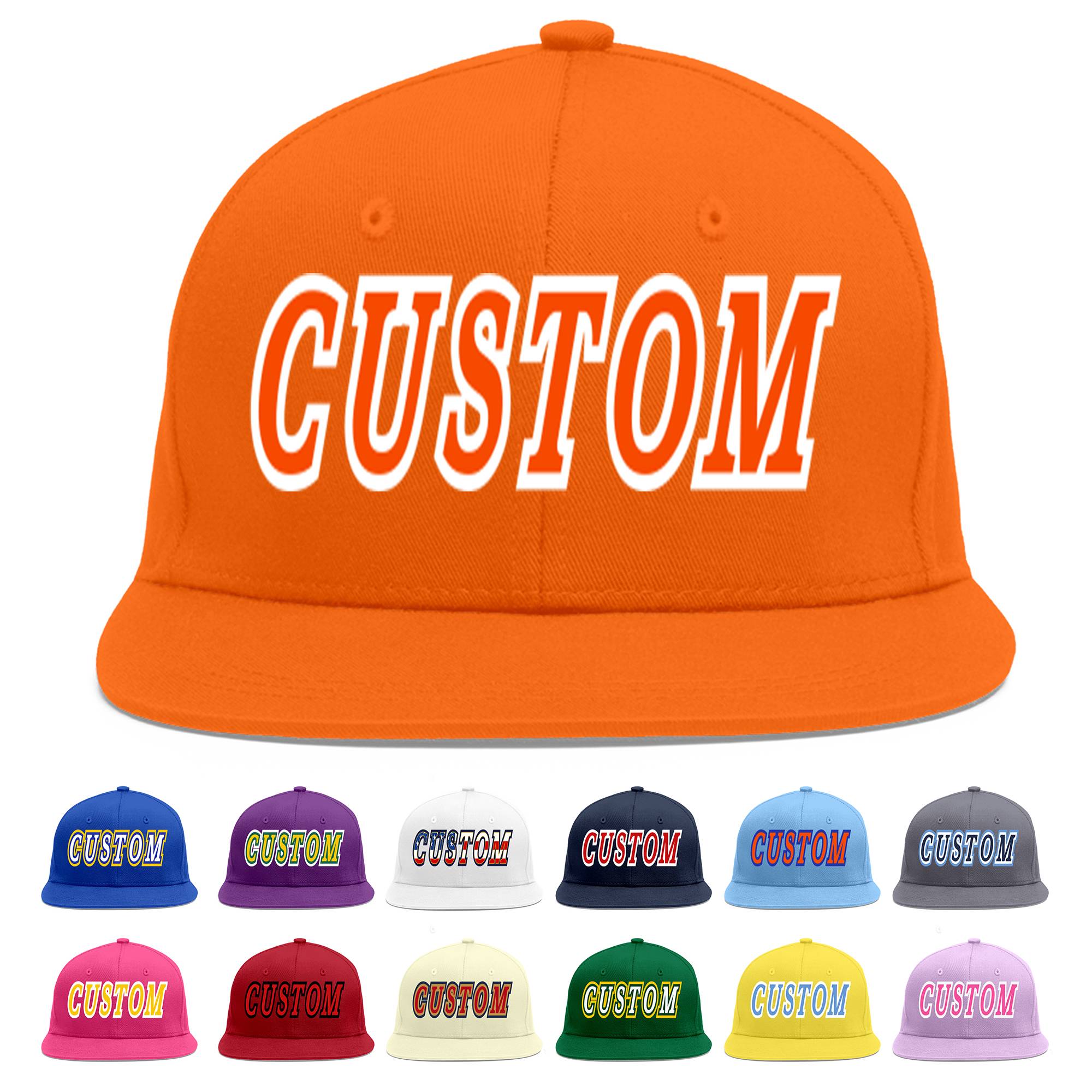 Casquette de baseball sport personnalisée Orange Orange-Blanc Flat Eaves