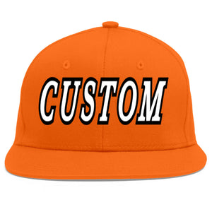 Custom Orange White-Black Flat Eaves Sport Baseball Cap