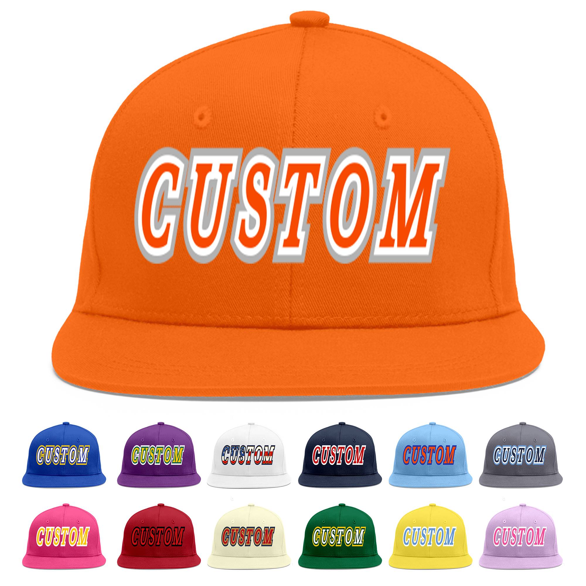 Casquette de baseball sport personnalisée Orange Orange-Blanc Flat Eaves