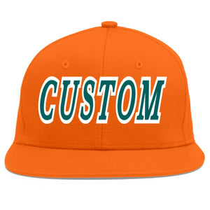 Casquette de baseball sport personnalisée Orange Aqua-White Flat Eaves