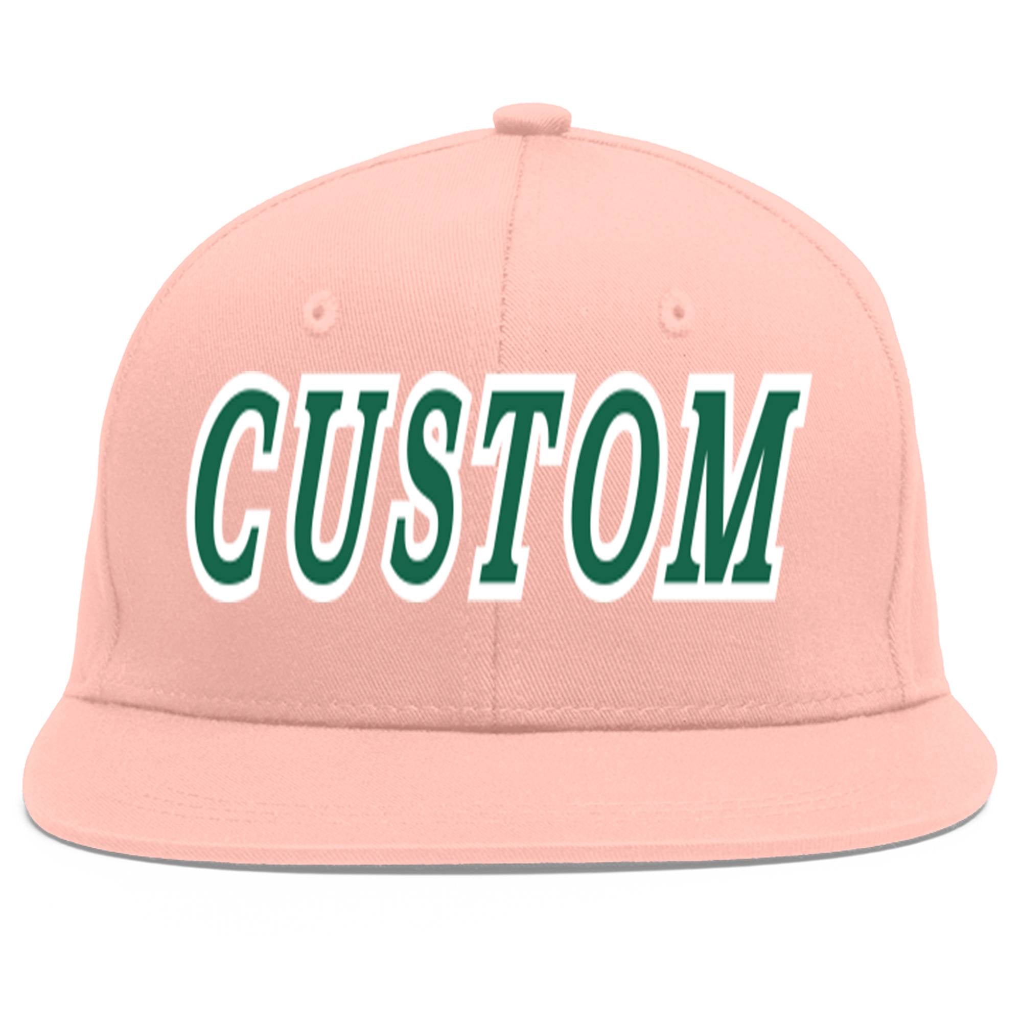 Casquette de baseball personnalisée rose Kelly vert-blanc plat Eaves Sport