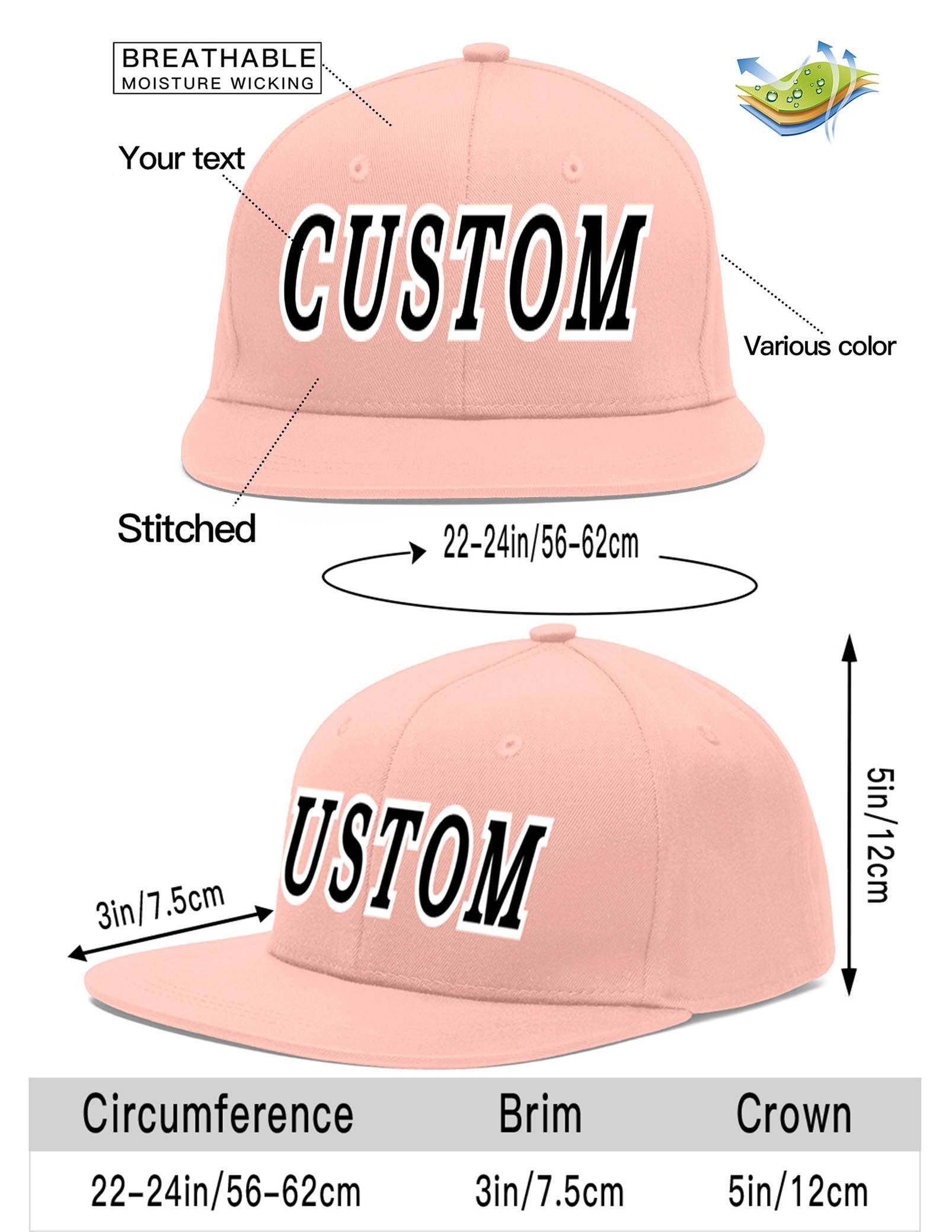 Custom Pink Black-White Flat Eaves Sport Baseball Cap