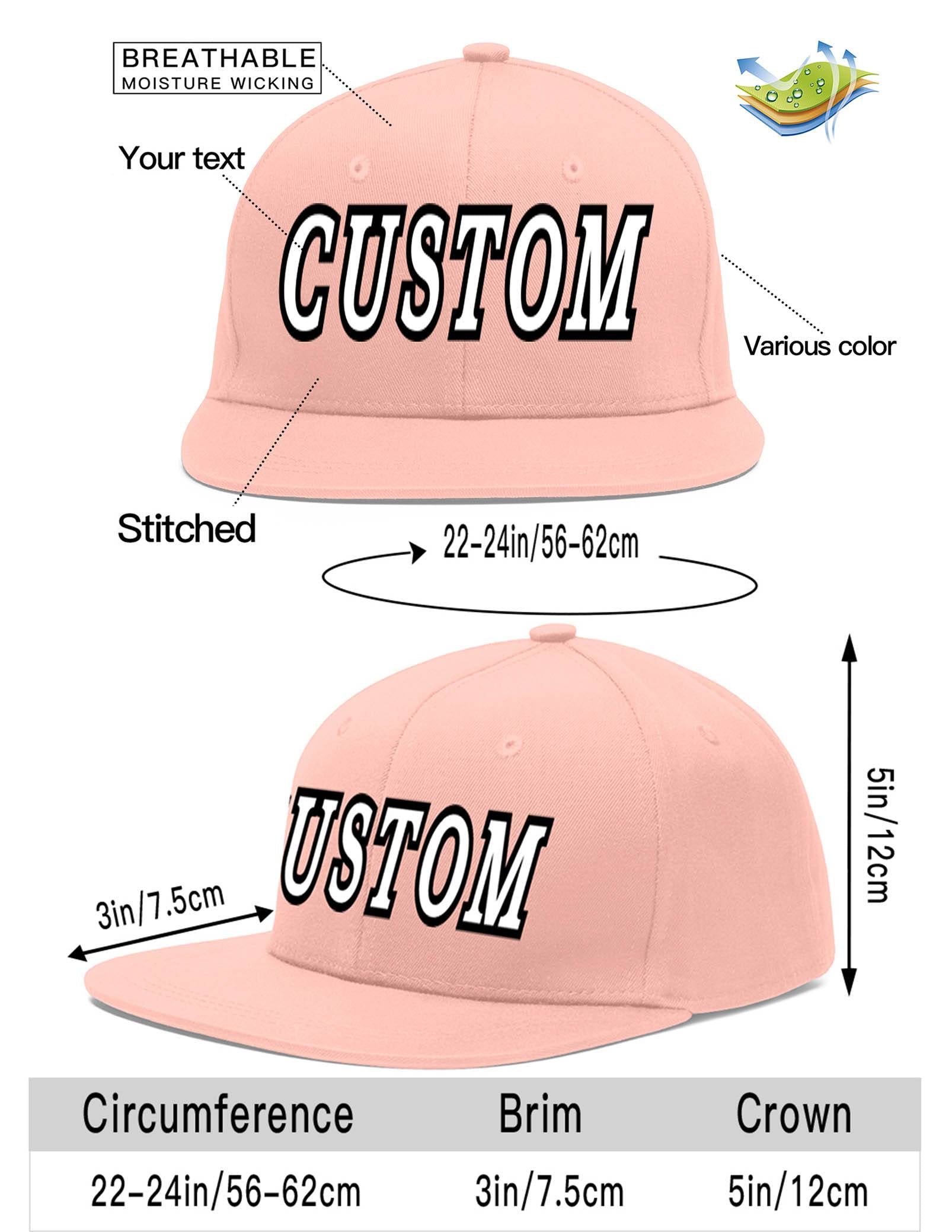 Custom Pink White-Black Flat Eaves Sport Baseball Cap