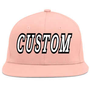 Custom Pink White-Black Flat Eaves Sport Baseball Cap