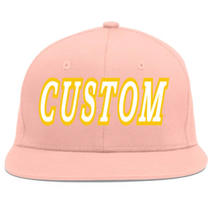 Casquette de baseball sport personnalisée rose blanc-or Flat Eaves