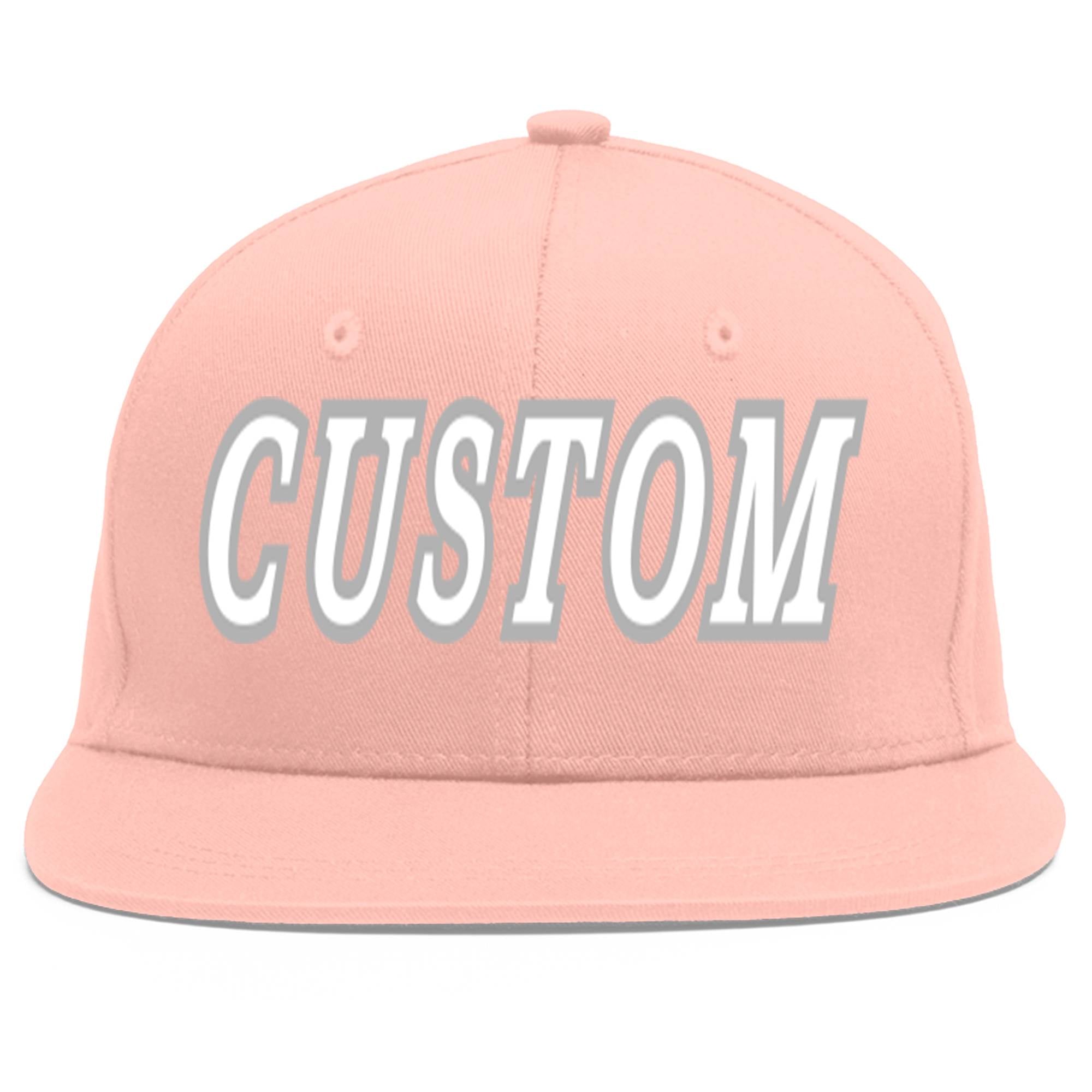 Custom Pink White-Gray Flat Eaves Sport Baseball Cap