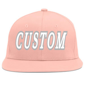 Casquette de baseball sport personnalisée rose blanc-gris Flat Eaves