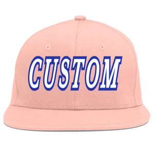 Casquette de baseball sport personnalisée rose blanc-royal Flat Eaves