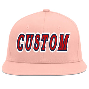 Casquette de baseball sport personnalisée rose rouge-marine Flat Eaves