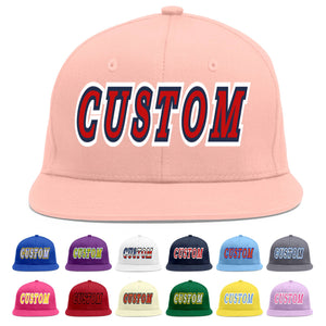 Casquette de baseball sport personnalisée rose rouge-marine Flat Eaves