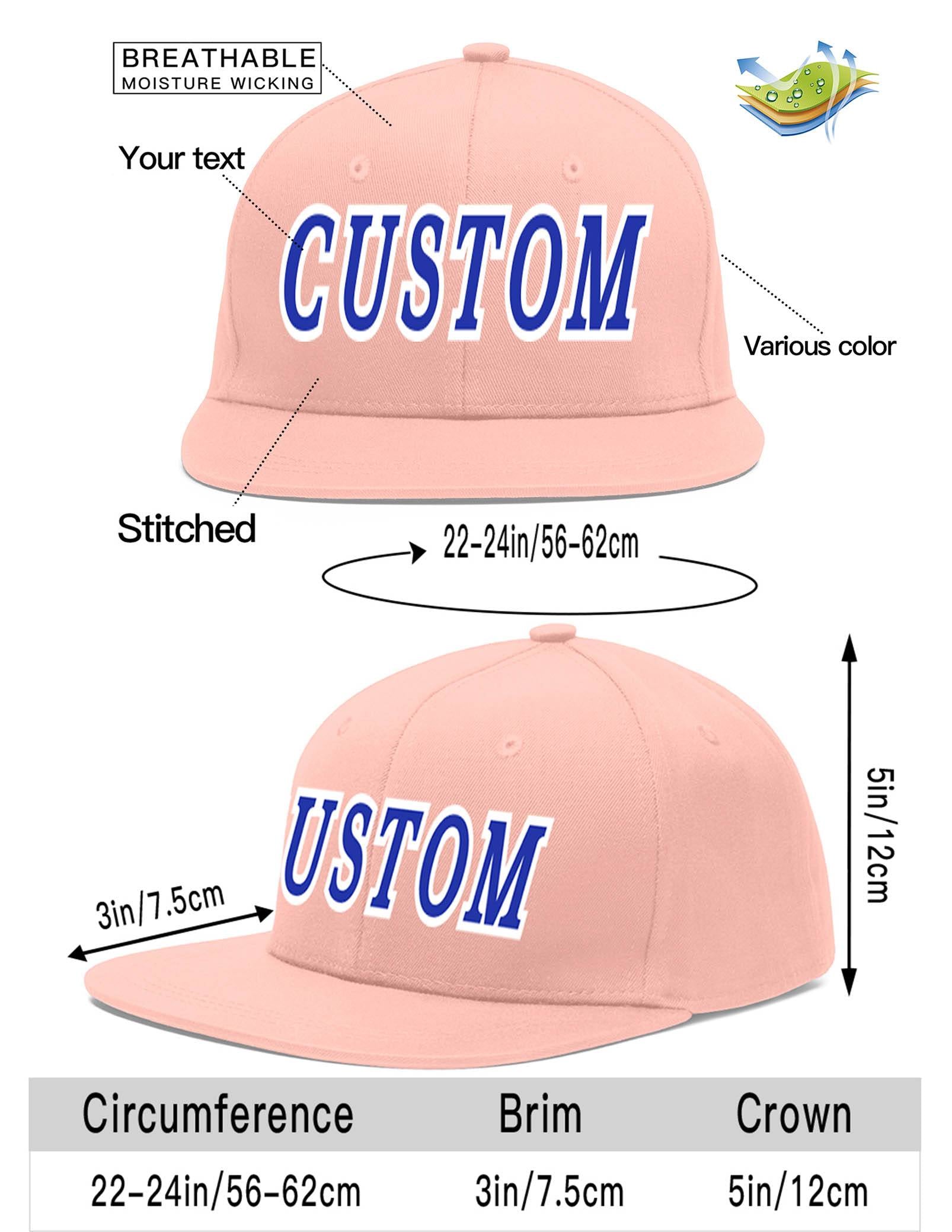 Custom Pink Royal-White Flat Eaves Sport Baseball Cap