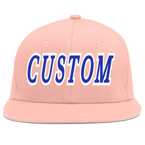 Custom Pink Royal-White Flat Eaves Sport Baseball Cap