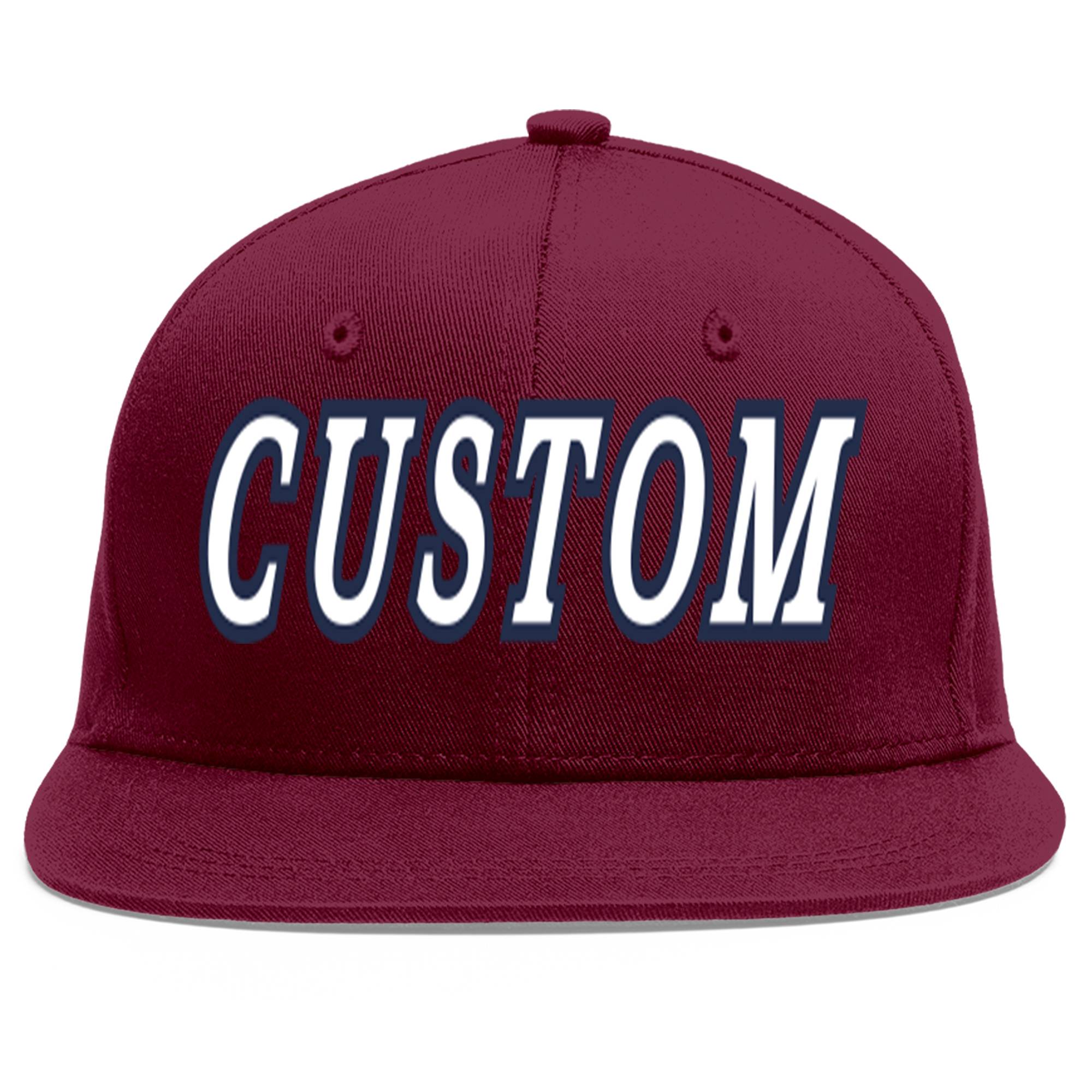 Casquette de baseball personnalisée Crimson White-Navy Flat Eaves Sport