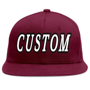 Casquette de baseball personnalisée Crimson White-Black Flat Eaves Sport