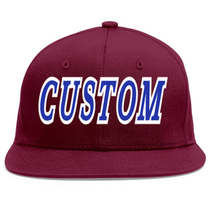 Casquette de baseball sport personnalisée Crimson Royal-White Flat Eaves