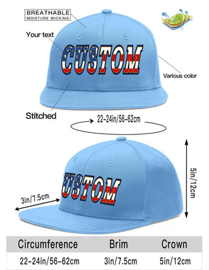 Custom Light Blue Vintage USA Flag-Gold Flat Eaves Sport Baseball Cap