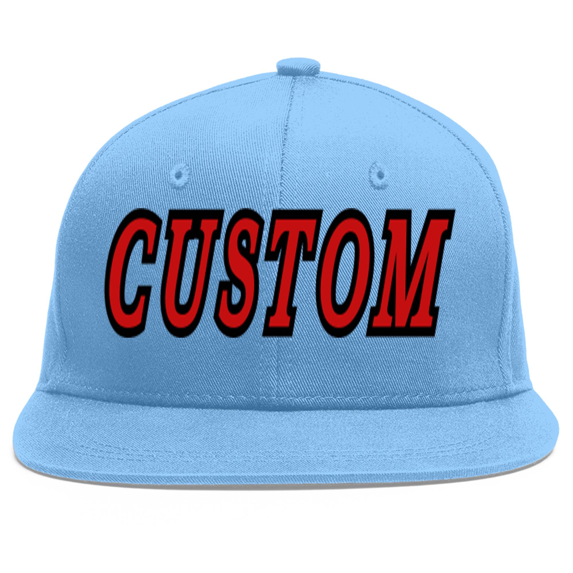 Casquette de baseball sport personnalisée bleu clair rouge-noir Flat Eaves