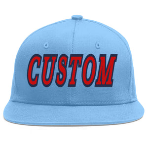 Casquette de baseball sport personnalisée bleu clair rouge-marine Flat Eaves