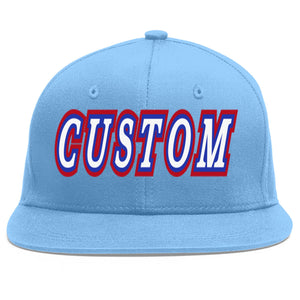 Casquette de baseball personnalisée bleu clair blanc-royal Flat Eaves Sport