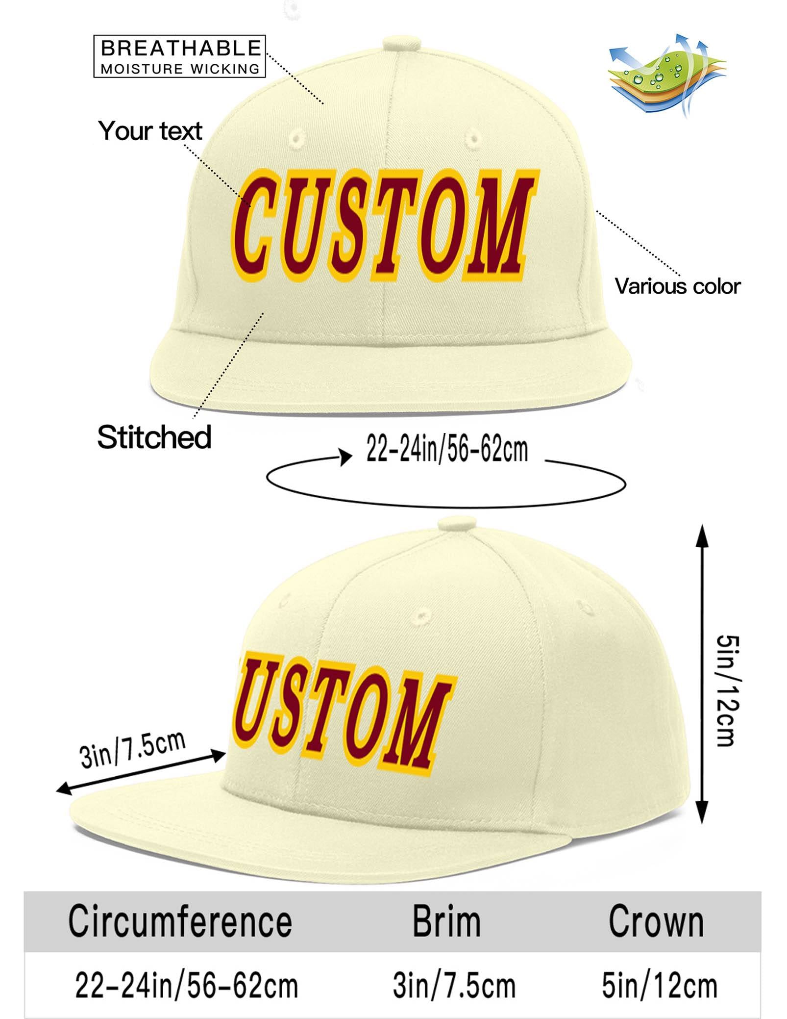 Custom Cream Crimson-Gold Flat Eaves Sport Baseball Cap