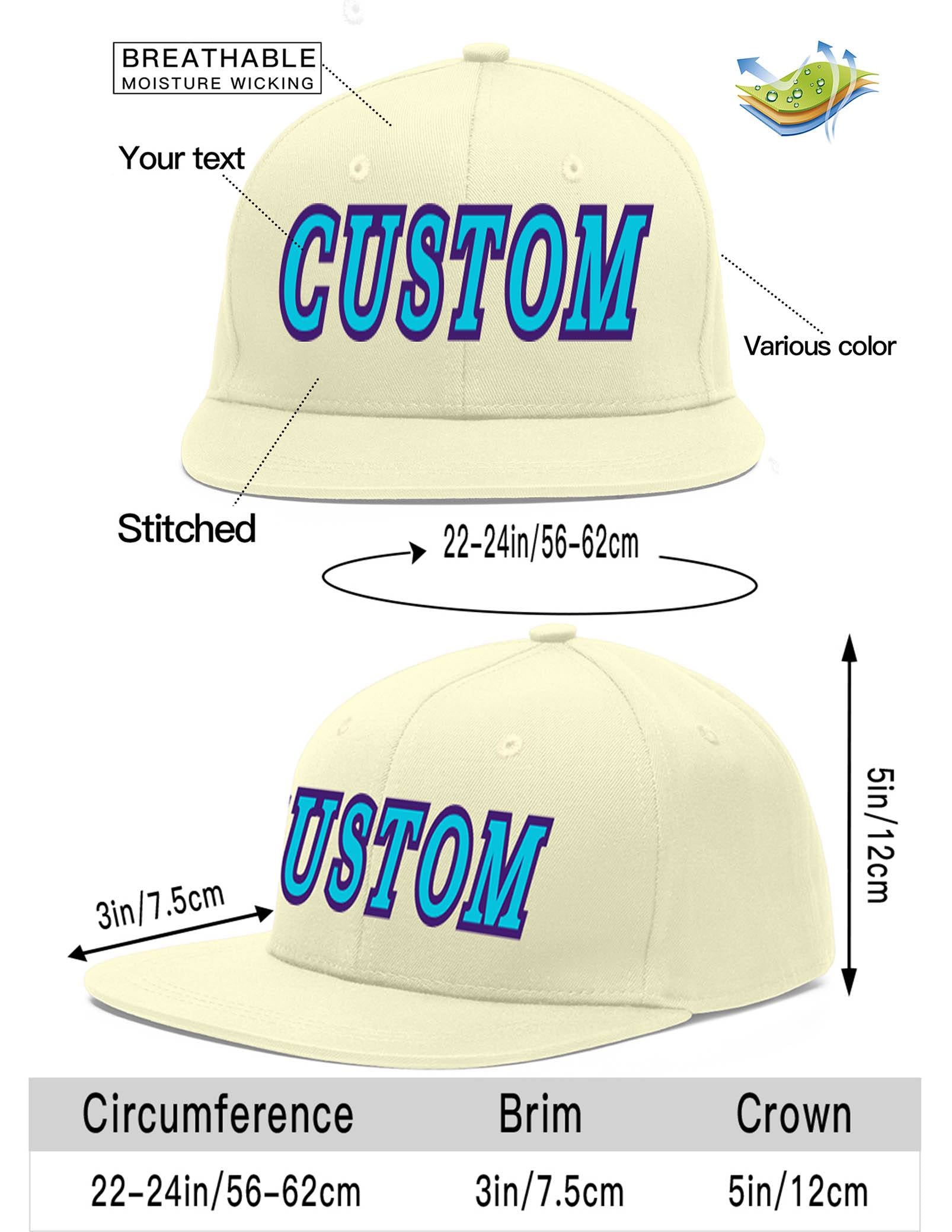 Custom Cream Light Blue-purple Flat Eaves Sport Baseball Cap